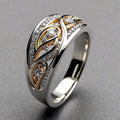 Anillo hueco de oro y plata