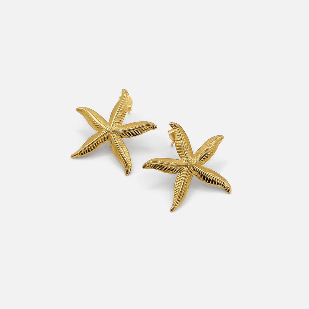 Pendientes Gráciles de Estrella de Mar Dorada
