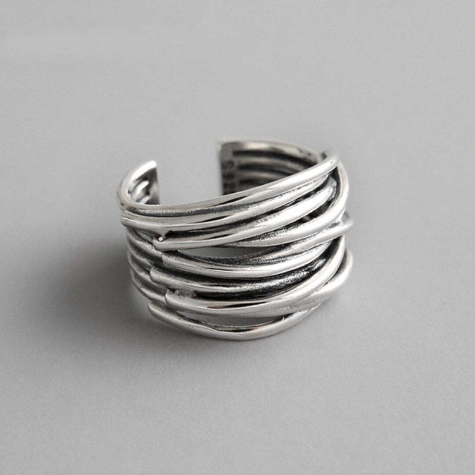 Anillo de Hilos Ajustable Plateado