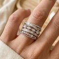 Anillo de plata con circonitas en capas vintage