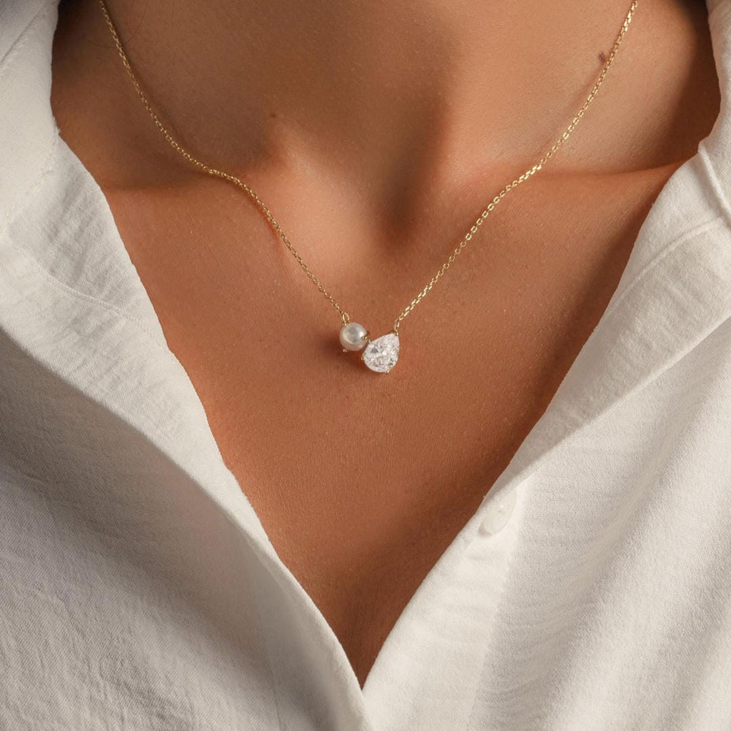 Collar con Dijes Dúo de Lágrimas de Perlas