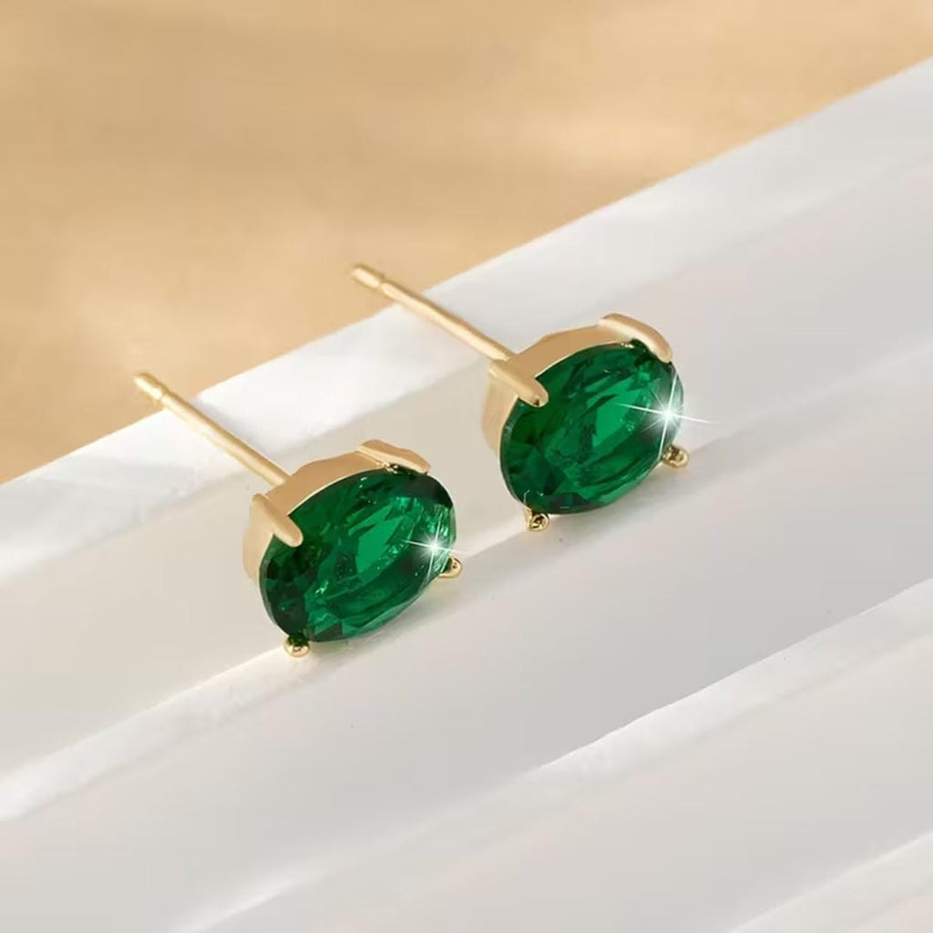Pendientes Ovalados de Esmeralda Gleam