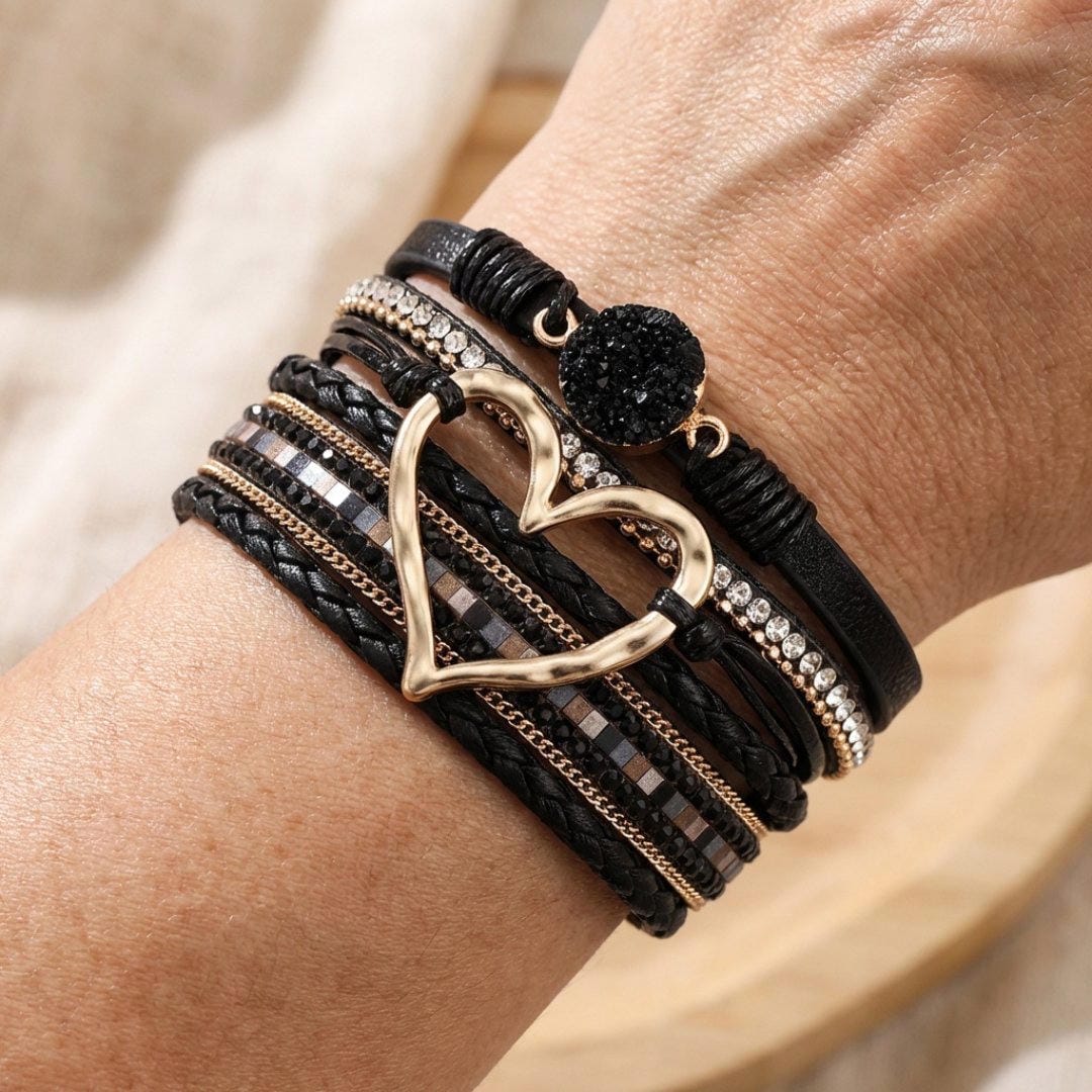 Pulsera de cuero multicapa bohemia