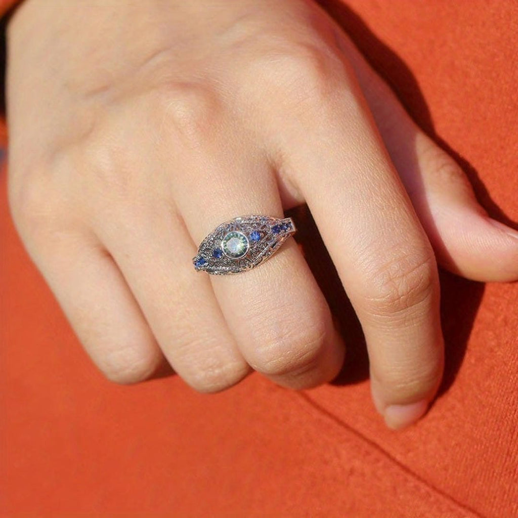 Anillo Windsor Azul Circonita Cúbica