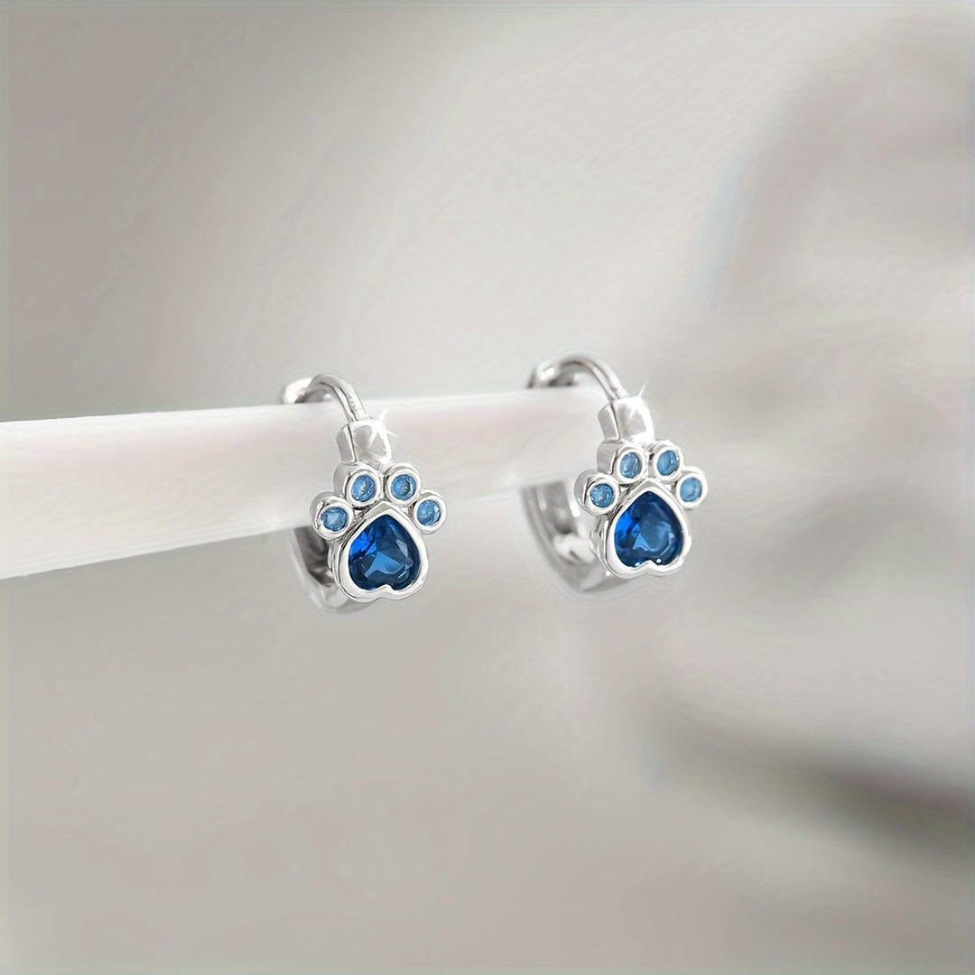 Pendientes Huggie Pata de Zafiro