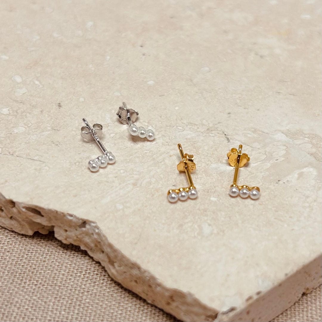 Elegantes pendientes de perlas trío