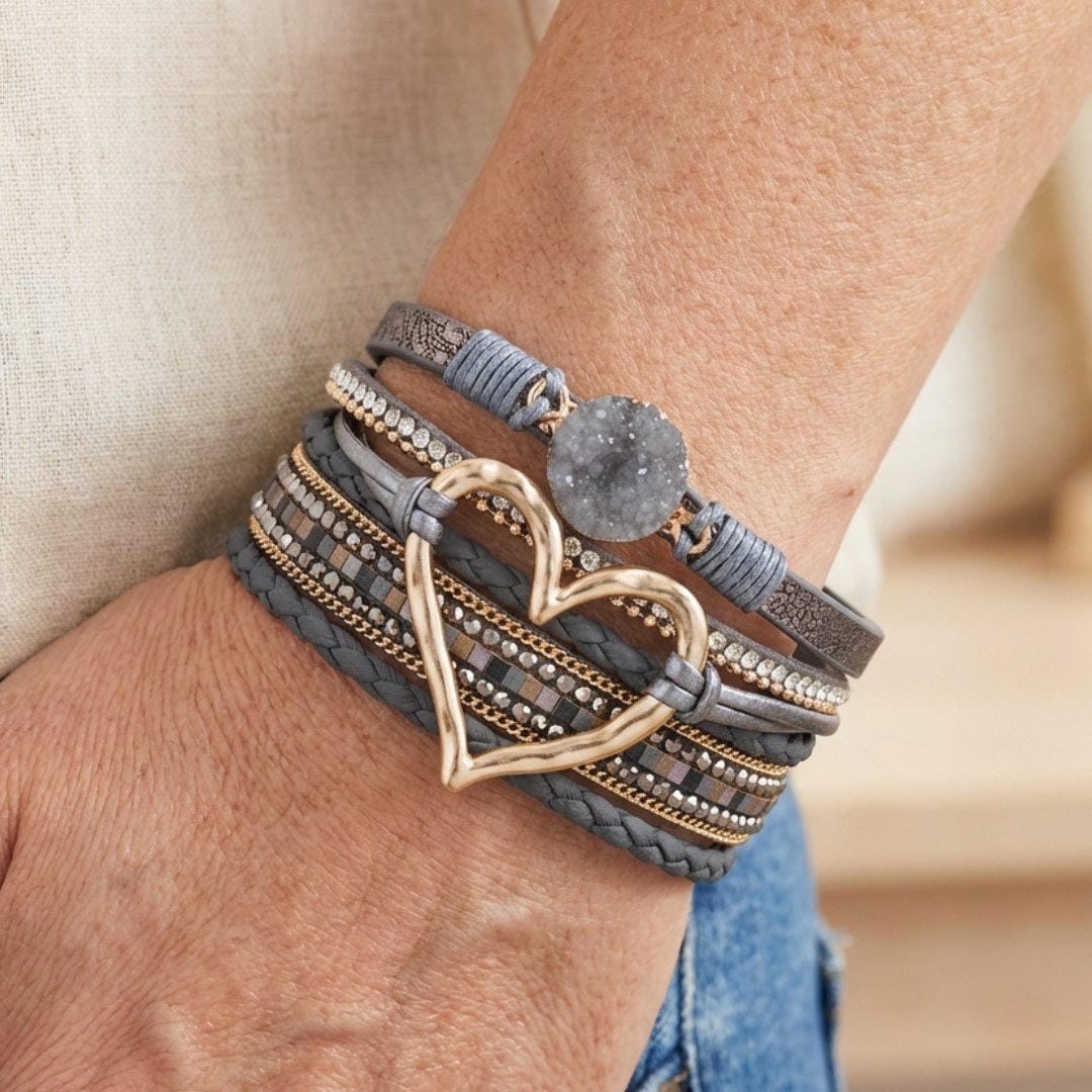 Pulsera de cuero multicapa bohemia