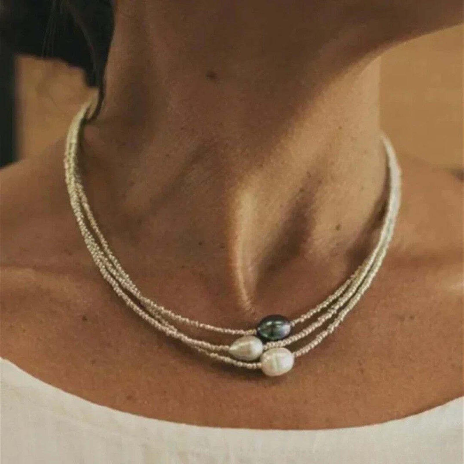 Elegante collar de perlas cultivadas vintage