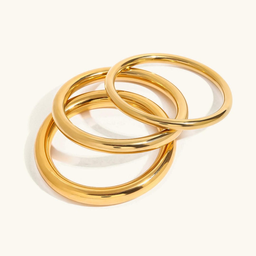Pulsera rígida vintage de oro liso