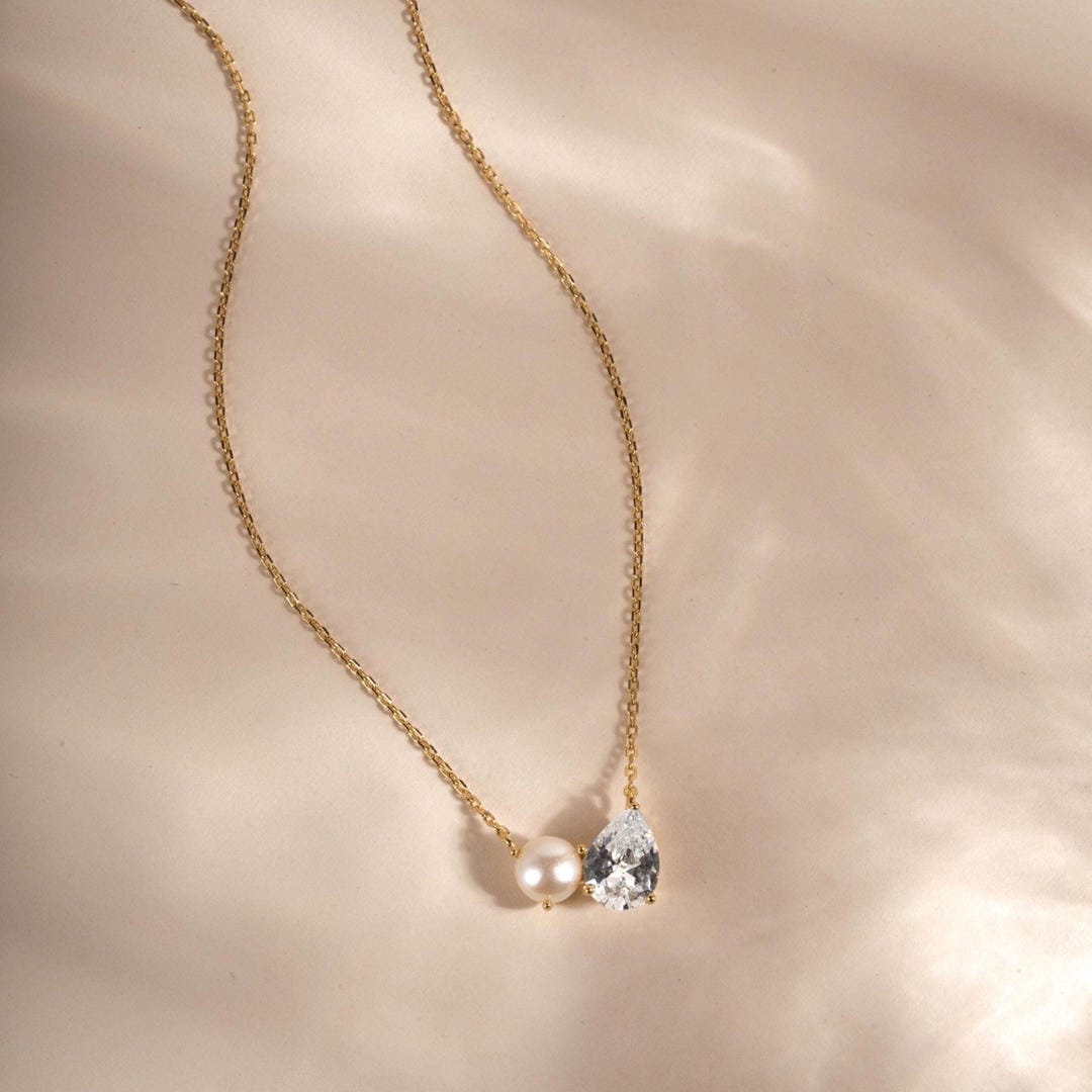 Collar con Dijes Dúo de Lágrimas de Perlas