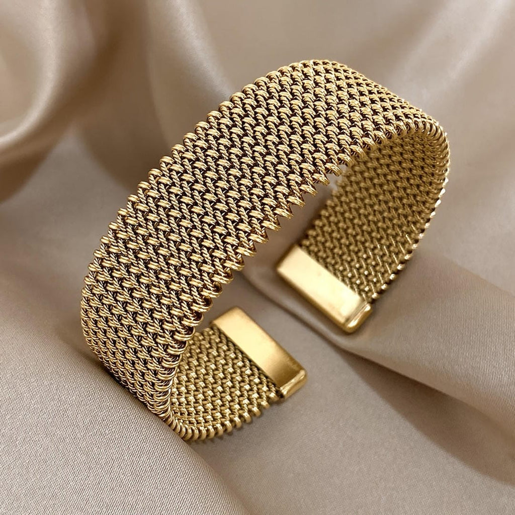 Pulsera ajustable chapada en oro, tejida