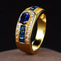 Anillo de Zafiro Sello Real Dorado