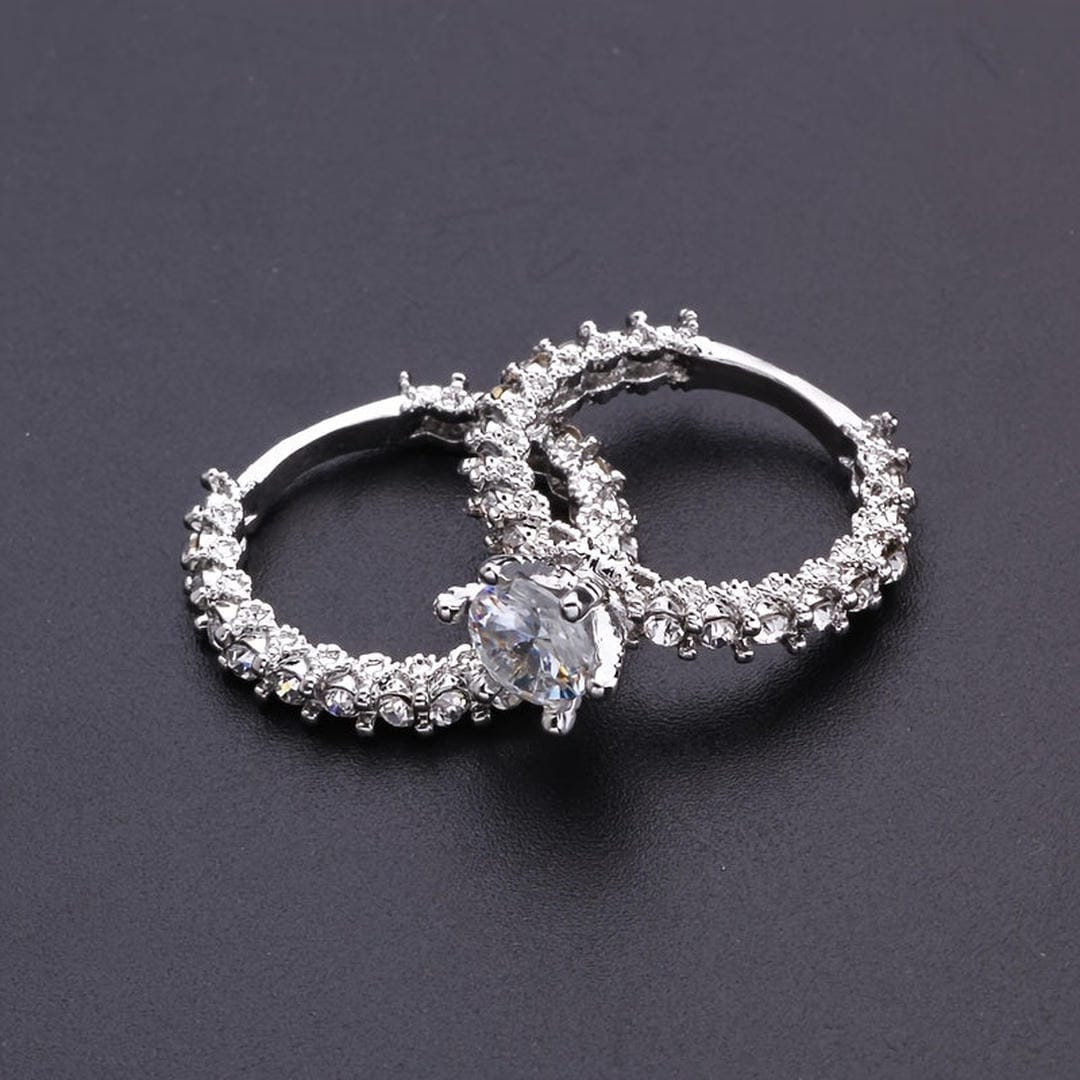 Conjunto de anillos de cristal Halo Floral
