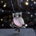 Collar de búho de plata con gema