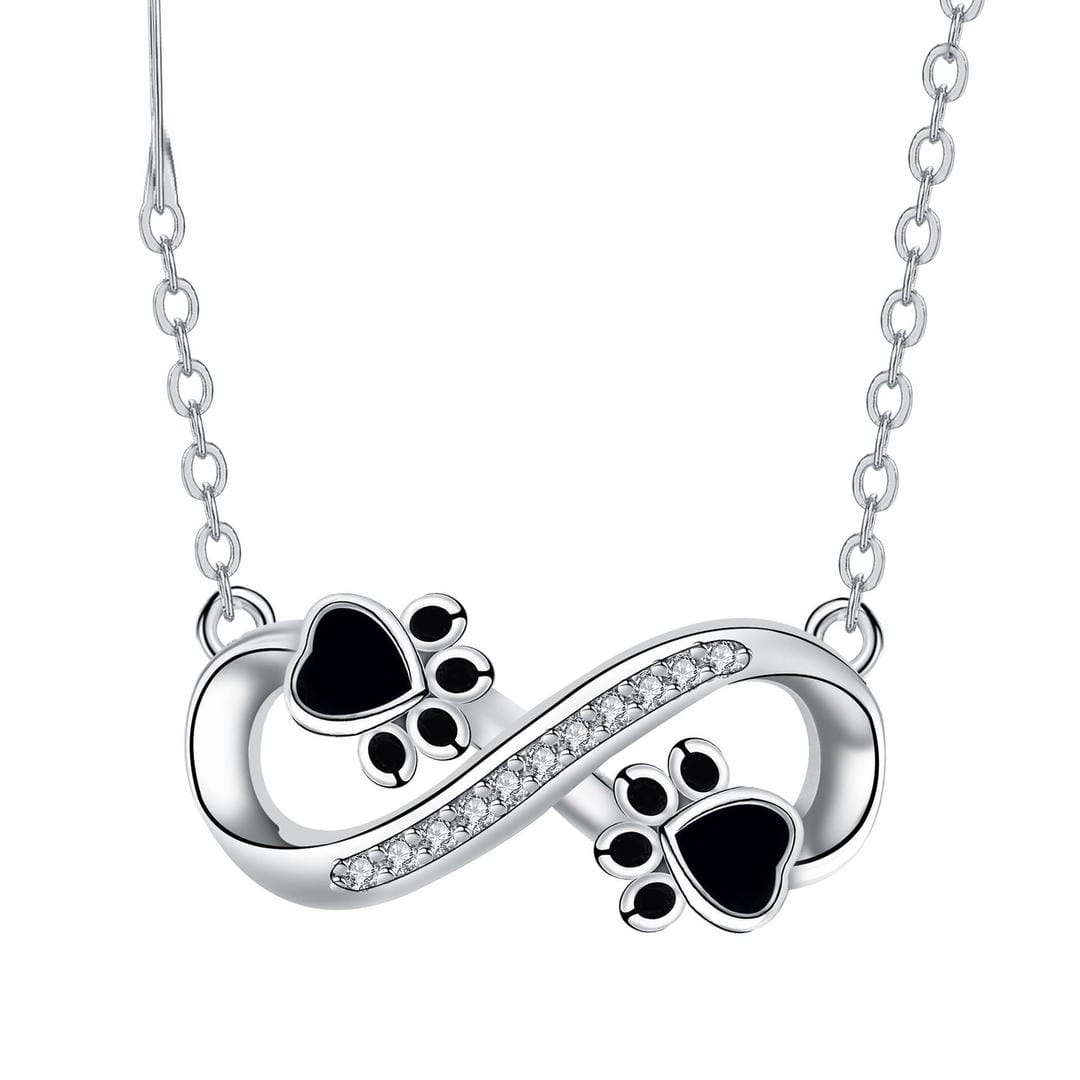 Collar de Zirconia con Huella de Pata Infinita