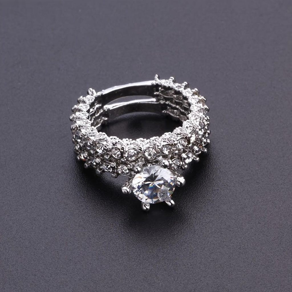 Conjunto de anillos de cristal Halo Floral