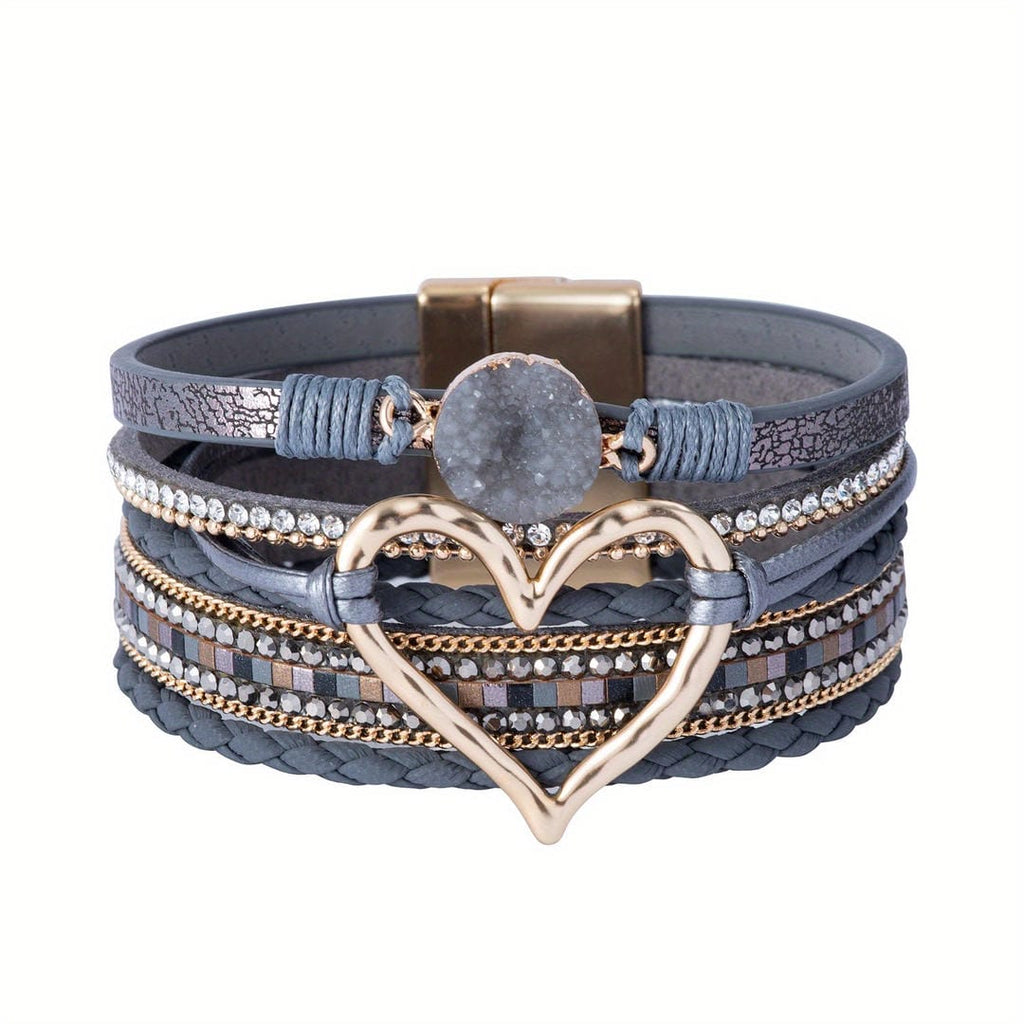 Pulsera de cuero multicapa bohemia