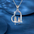 Collar con colgante de corazón arcoíris para niña y gato