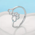 Anillo Ajustable de Huella de Perro y Corazón