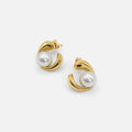 Pendientes Elegantes de Perlas con Remolino Dorado