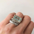 Anillo Antiguo de Plata con Turquesa y Cristal