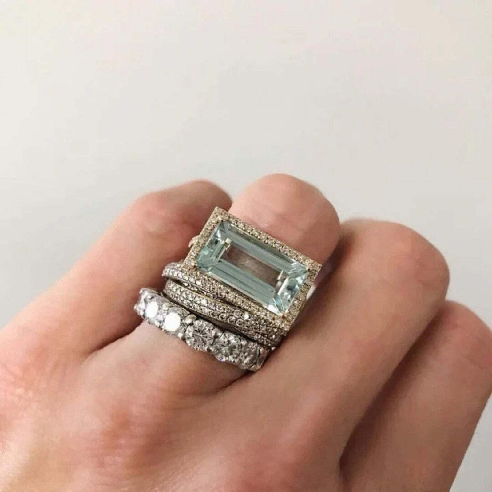 Anillo Antiguo de Plata con Turquesa y Cristal