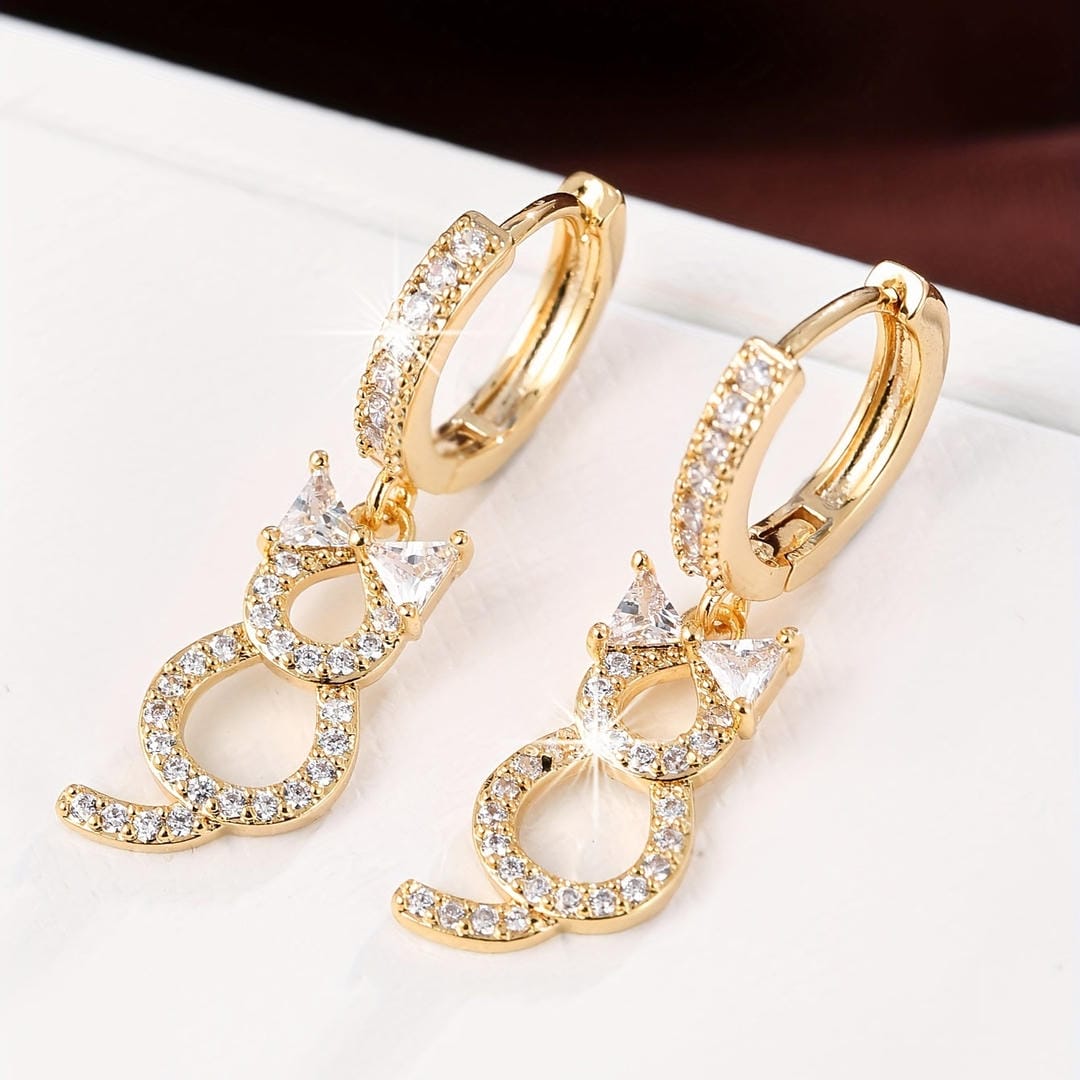 Pendientes de aro colgantes Gato de cristal