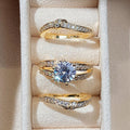 Conjunto de anillos de pavé redondos