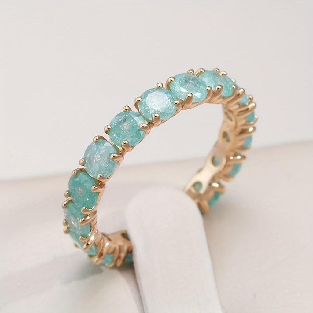 Anillo llamativo Eternity Aqua Crystal