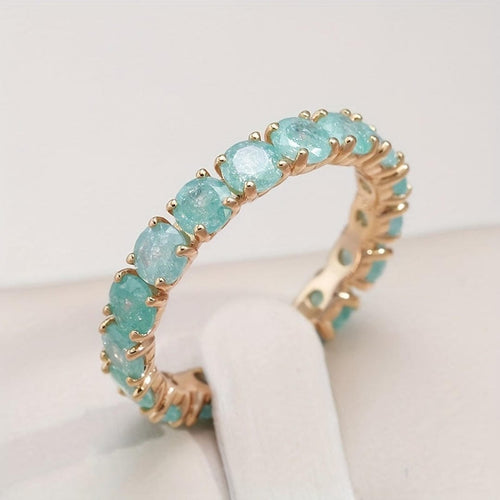 Anillo llamativo Eternity Aqua Crystal