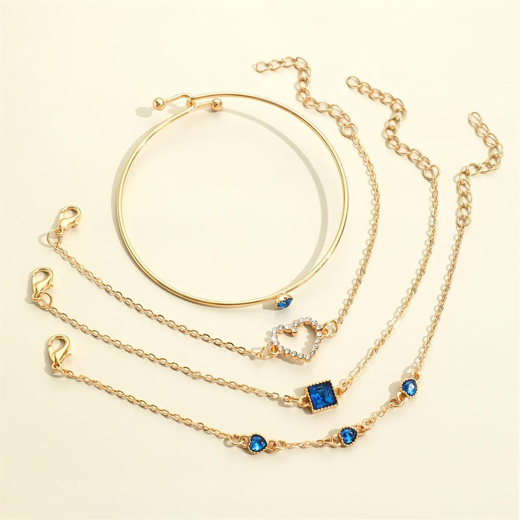 Juego de pulseras Sapphire Golden Hearts