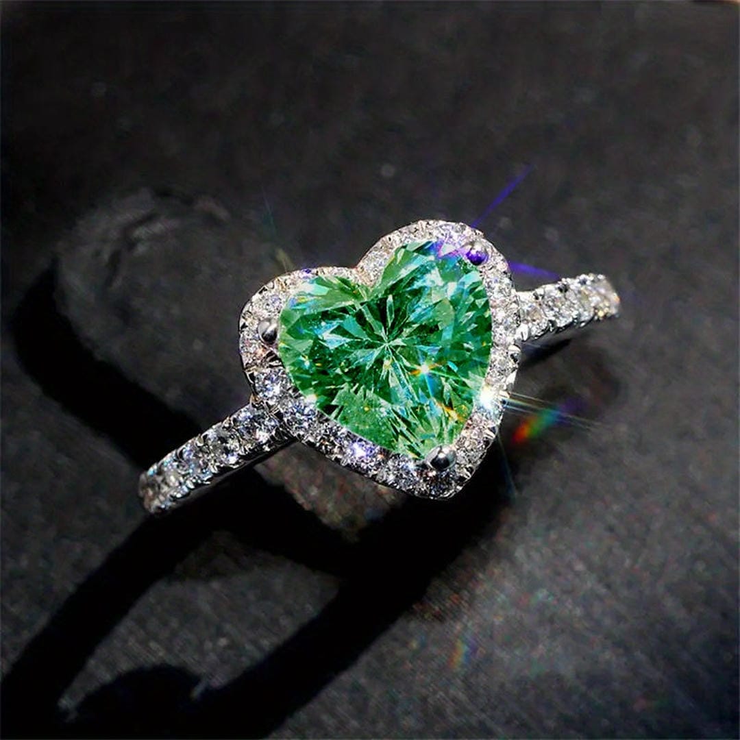 Anillo de cristal Halo Corazón Carmesí