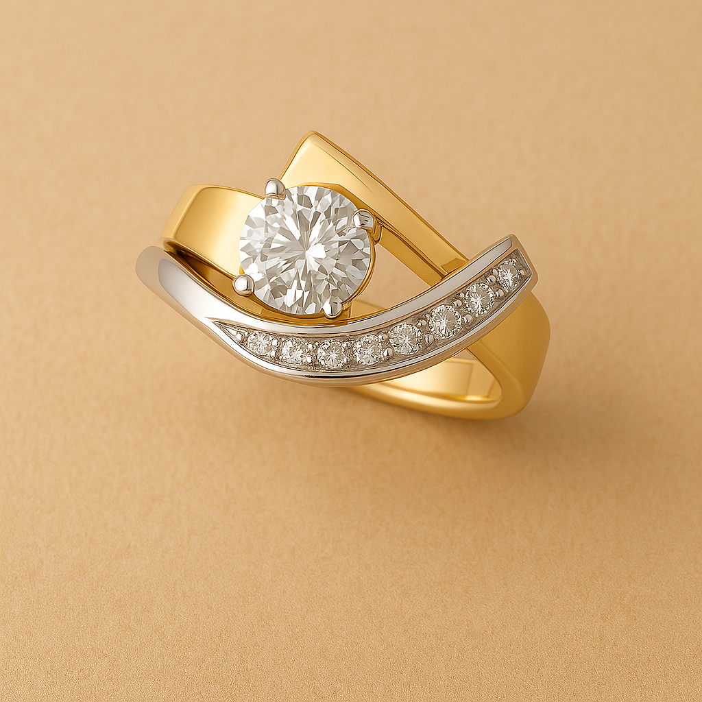 Anillo irregular Radiance de oro y plata