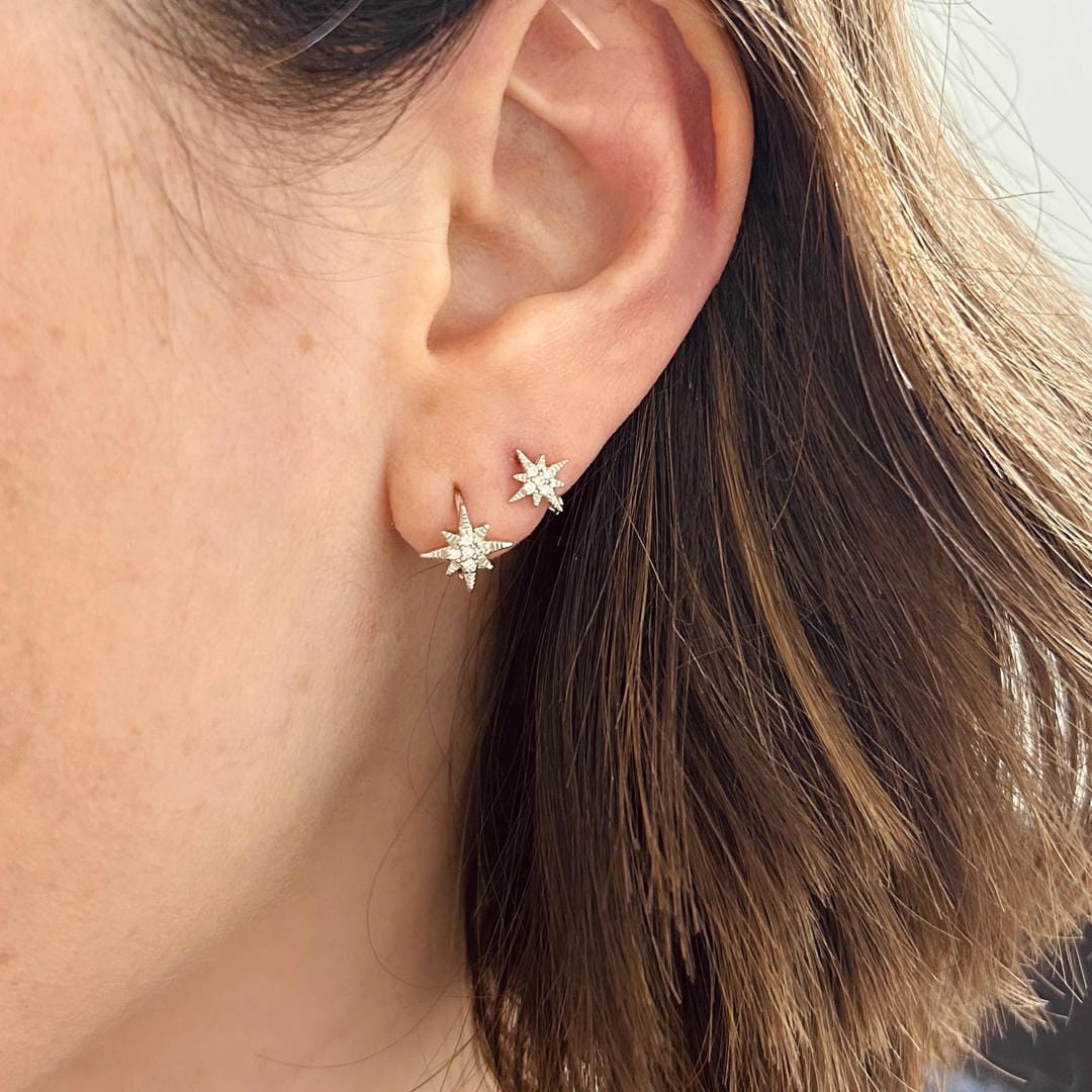 Pendientes de aro Silver Crystal Star