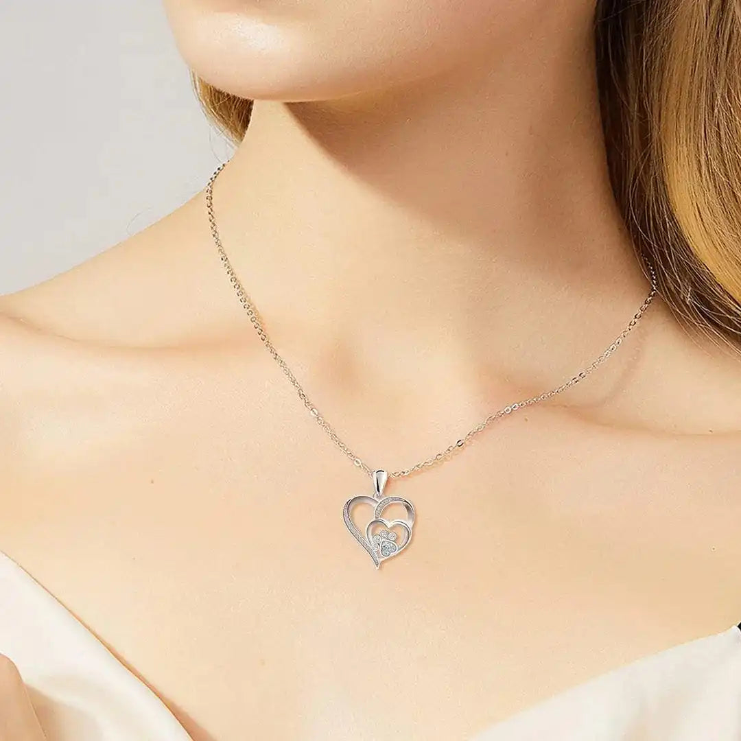 Collar Corazón de Circonita Silver Paw
