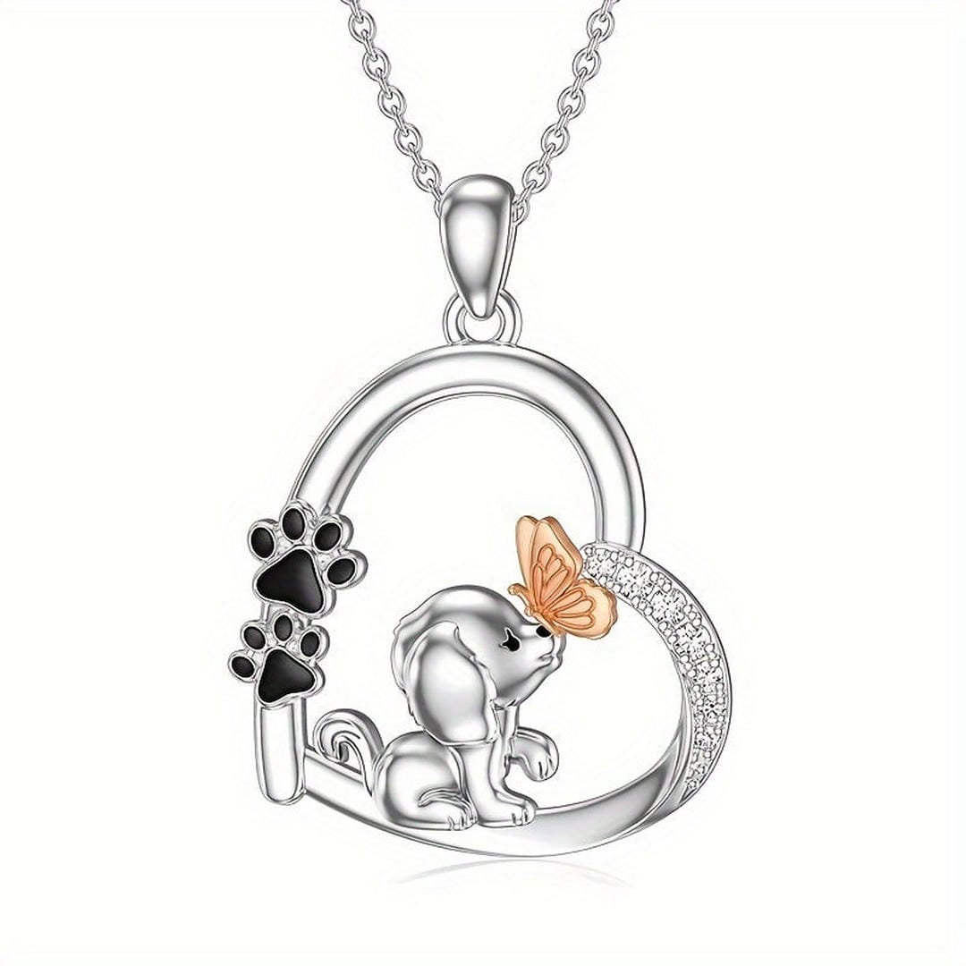 Collar Colgante Corazón Mariposa Perro
