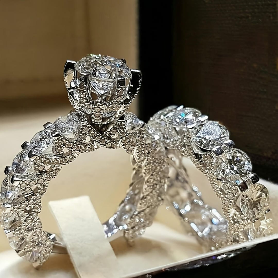 Conjunto de anillos de cristal Halo Floral