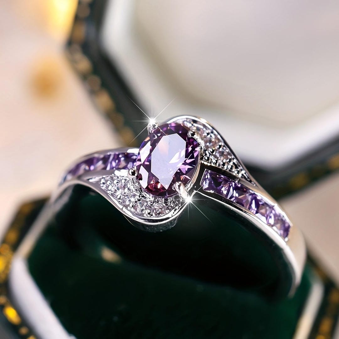 Anillo giratorio de cristal Susurro Violeta