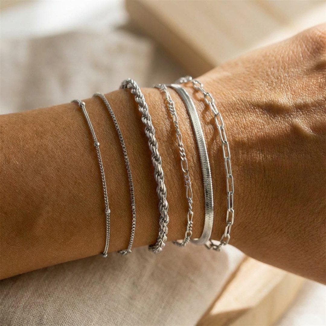 Set de pulseras estilo cubano retro bohemio