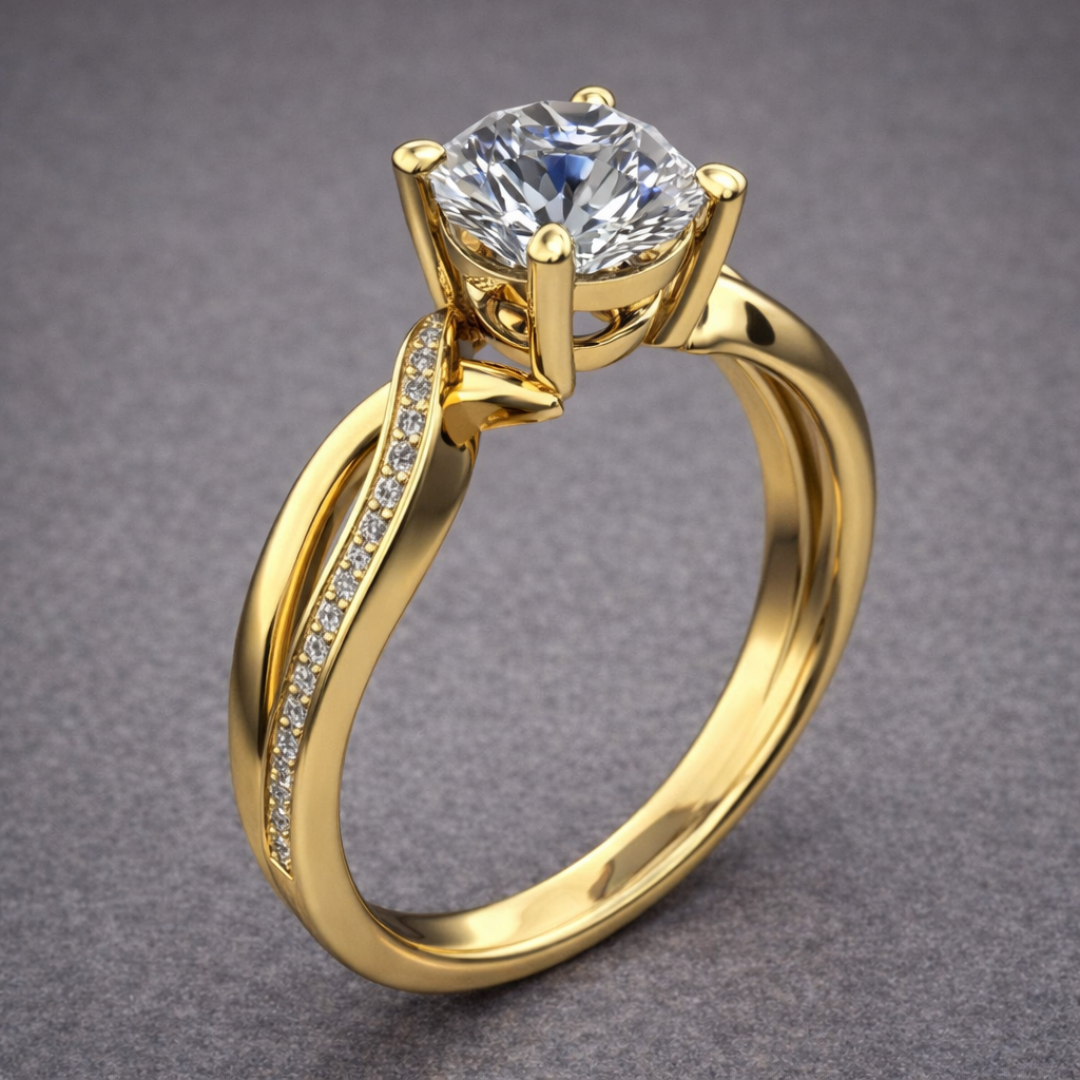Elegante Anillo Solitario de Oro