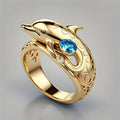 Anillo de Delfín de Zirconia Azul
