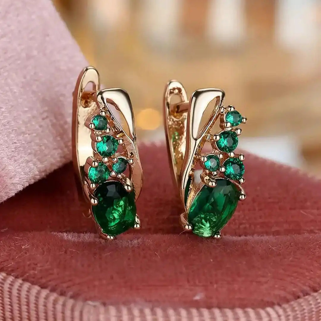 Pendientes Colgantes Esmeralda y Oro