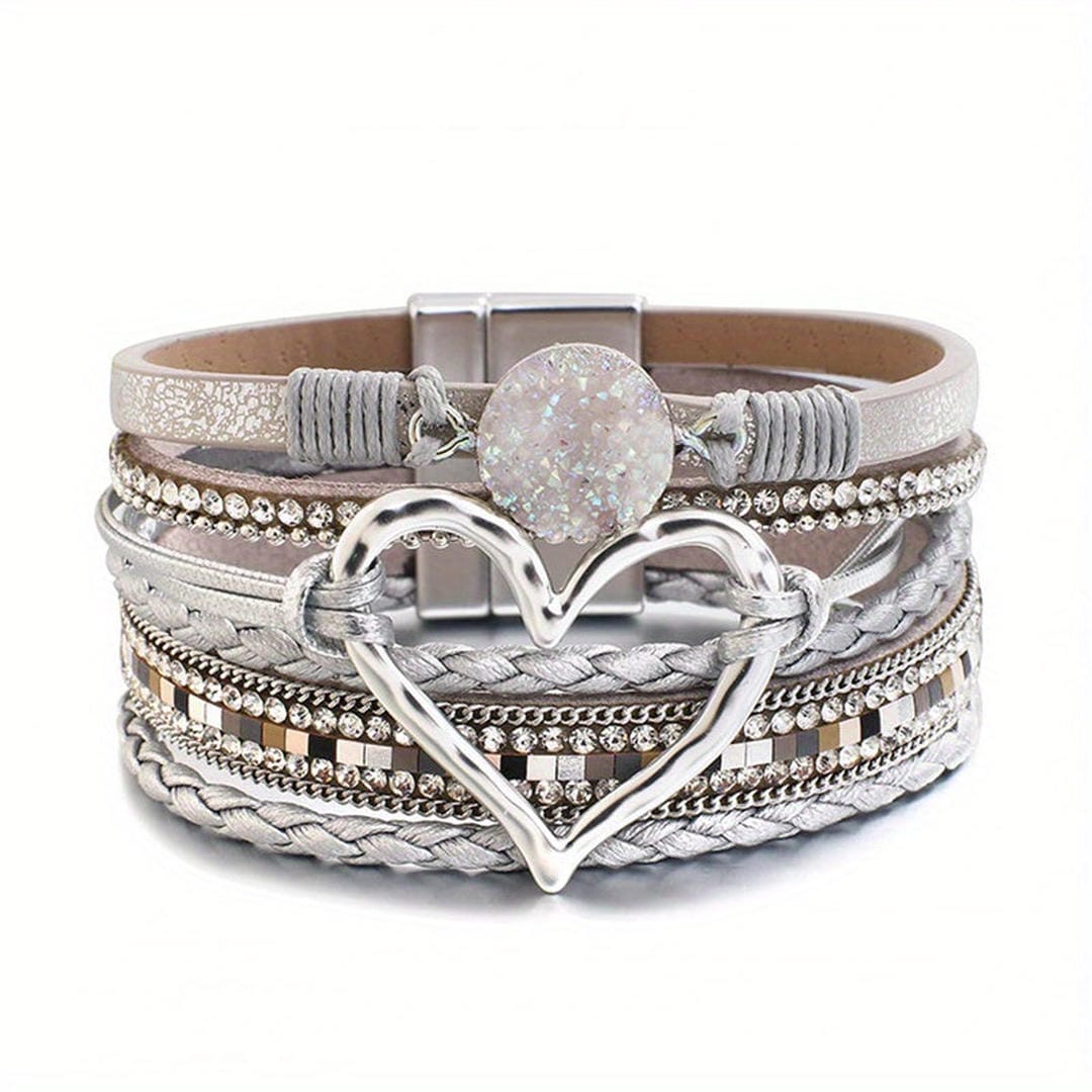 Pulsera de cuero multicapa bohemia