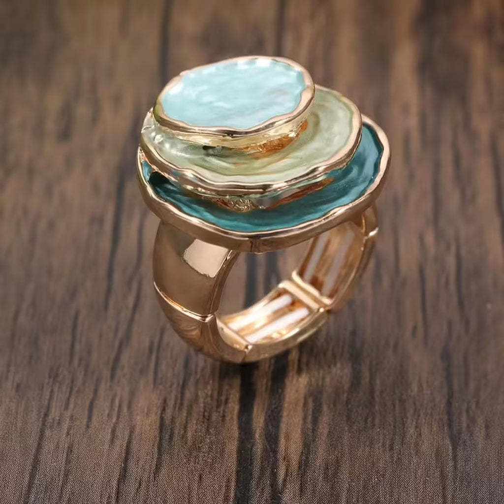Anillo llamativo ajustable con pétalos Lagoon