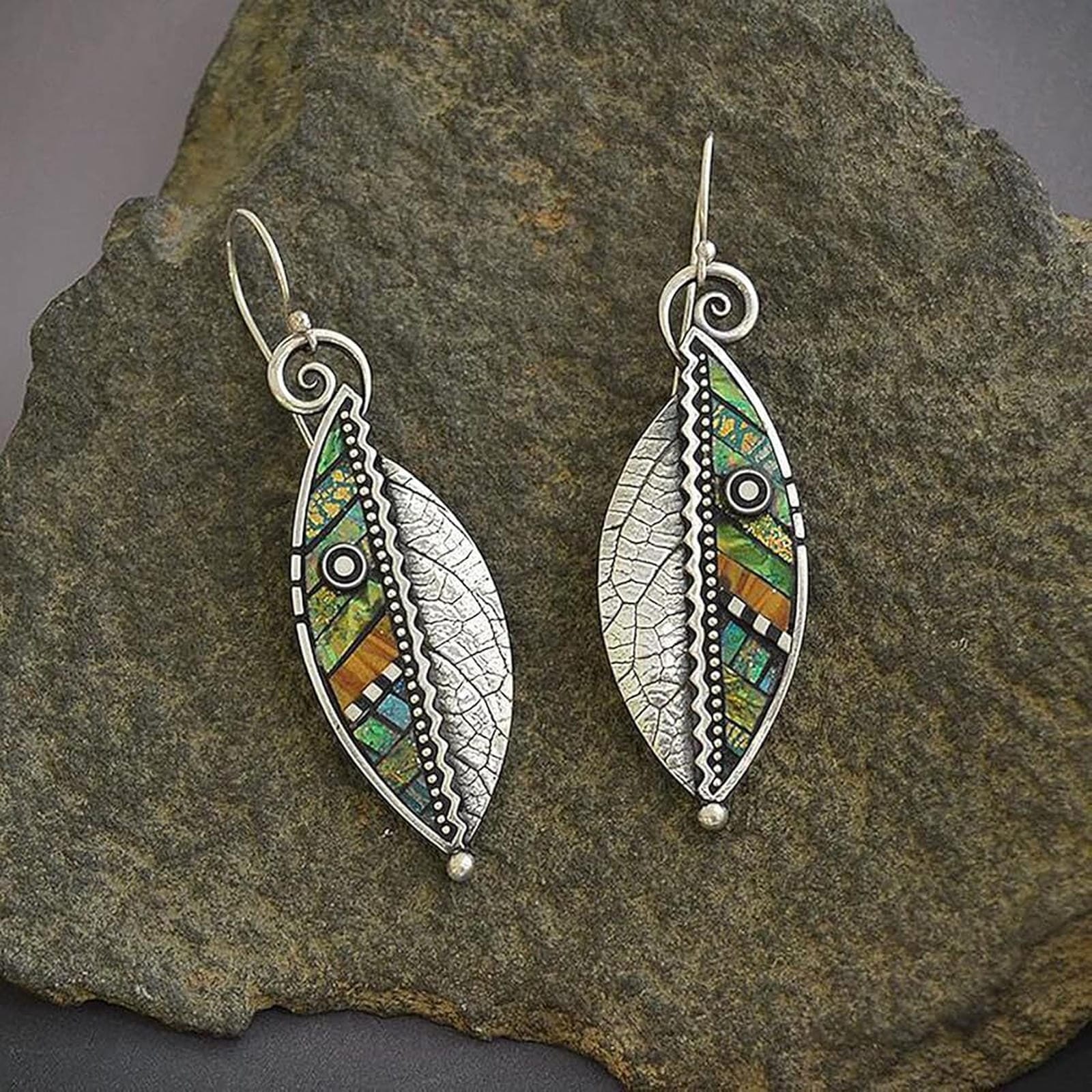 Pendientes de Hoja Mosaico Bohemio
