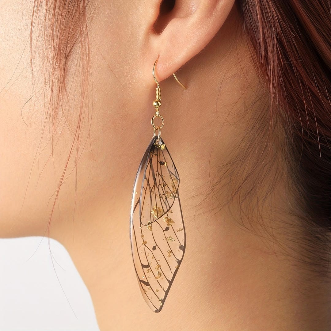 Pendientes Colgantes de Resina con Alas de Mariposa
