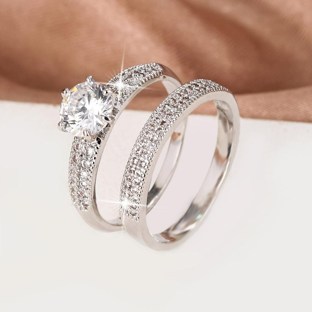 Conjunto de anillos de pavé redondos