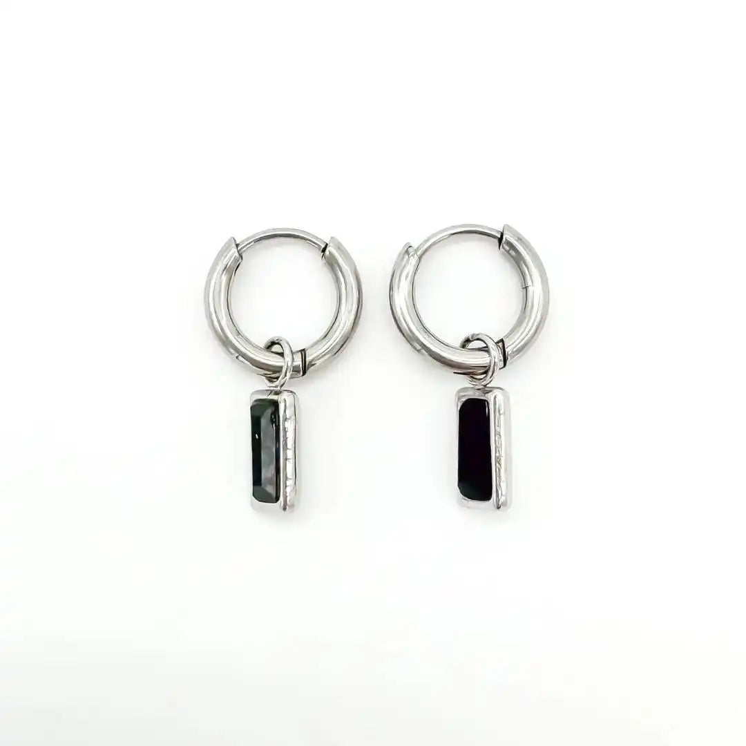 Pendientes Rectangulares Colgantes con Gema Brillante