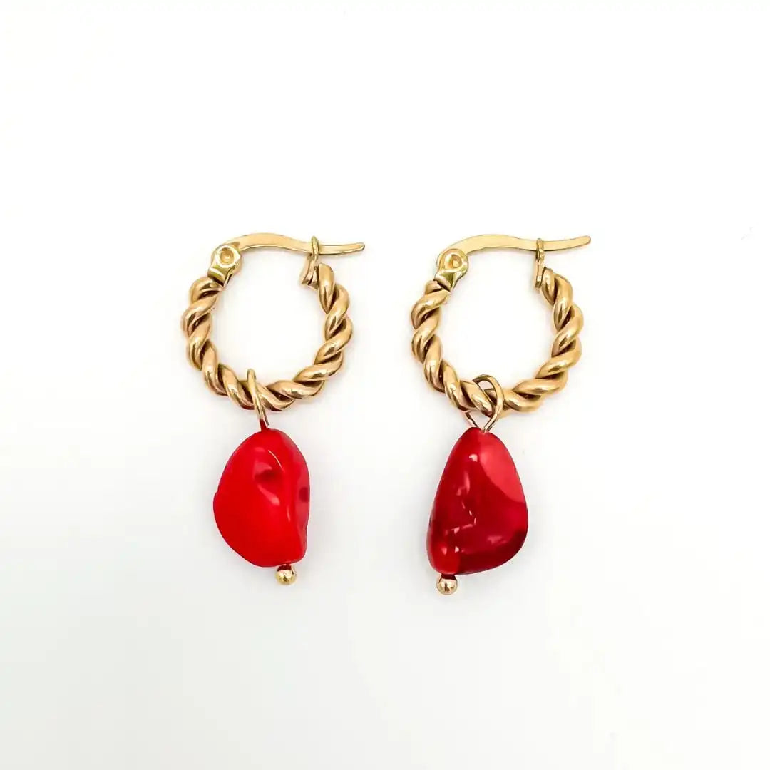 Pendientes Louane Twisted con piedra caída grácil