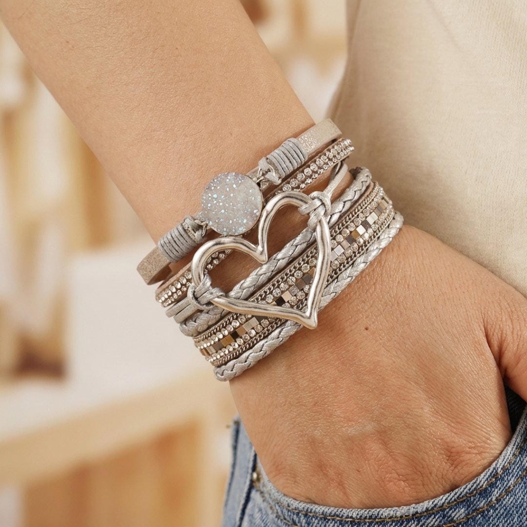Pulsera de cuero multicapa bohemia
